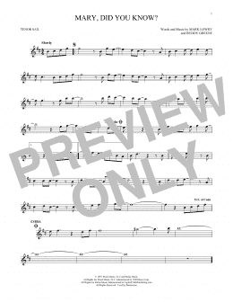 page one of Mary, Did You Know? (Tenor Sax Solo)