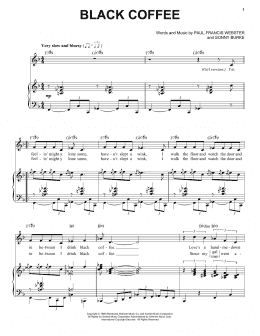 page one of Black Coffee (Piano, Vocal & Guitar Chords (Right-Hand Melody))