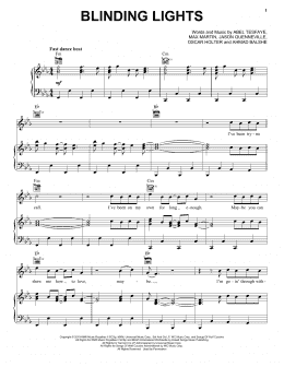 page one of Blinding Lights (Piano, Vocal & Guitar Chords (Right-Hand Melody))