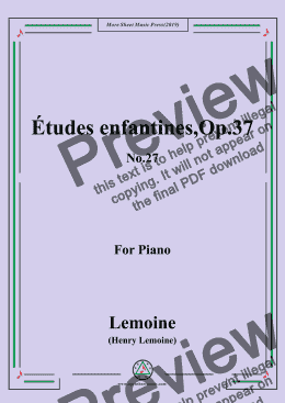 page one of Lemoine-Études enfantines(Etudes),Op.37,No.27