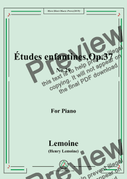 page one of Lemoine-Études enfantines(Etudes),Op.37,No.29