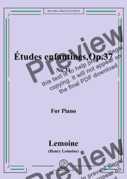 page one of Lemoine-Études enfantines(Etudes),Op.37,No.31