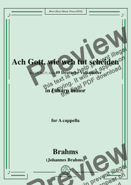 page one of Brahms-Ach Gott,wie weh tut scheiden,WoO 33 No.17,in f sharp minor,for A cappella