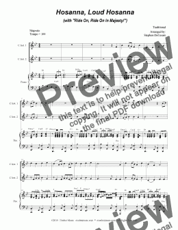 page one of Hosanna, Loud Hosanna (with "Ride On, Ride On In Majesty!") (Duet for C-Instruments - Piano accompaniment)