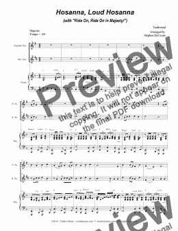 page one of Hosanna, Loud Hosanna (with "Ride On, Ride On In Majesty!") (Duet for Soprano & Alto Sax - Piano accompaniment)