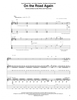 page one of On The Road Again (Guitar Tab)