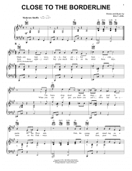 page one of Close To The Borderline (Piano, Vocal & Guitar Chords (Right-Hand Melody))