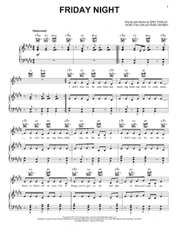 page one of Friday Night (Piano, Vocal & Guitar Chords (Right-Hand Melody))