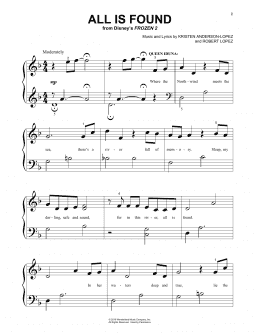 page one of All Is Found (from Disney's Frozen 2) (Beginning Piano Solo)