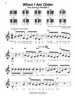 page one of When I Am Older (from Disney's Frozen 2) (Super Easy Piano)