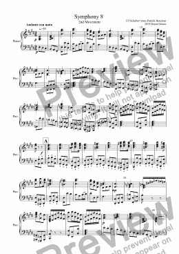 page one of Schubert - Symphony 8 (2nd movement) for solo Piano