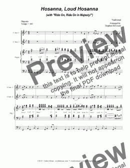 page one of Hosanna, Loud Hosanna (with "Ride On, Ride On In Majesty!") (Duet for C-Instruments - Organ accompaniment)