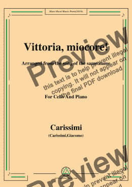 page one of Carissimi-Vittoria, mio core, for Cello and Piano