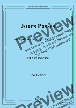 page one of Delibes-Jours passés, for Flute and Piano