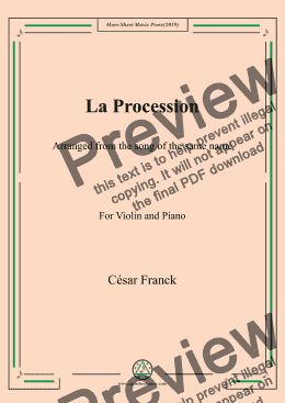 page one of Franck-La procession,for Violin and Piano