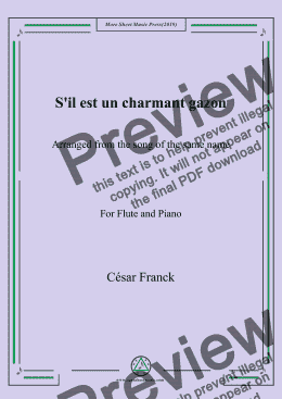 page one of Franck-S'il est un charmant gazon,for Flute and Piano