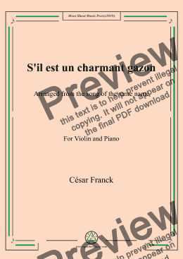 page one of Franck-S'il est un charmant gazon,for Violin and Piano