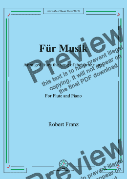 page one of Franz-Für Musik,for Flute and Piano