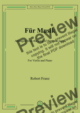 page one of Franz-Für Musik,for Violin and Piano