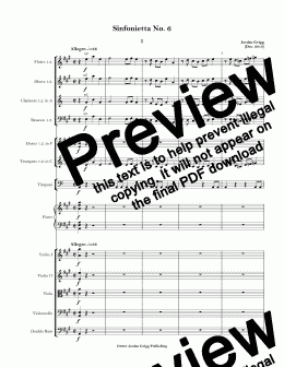 page one of Sinfonietta No 6 - Score and parts