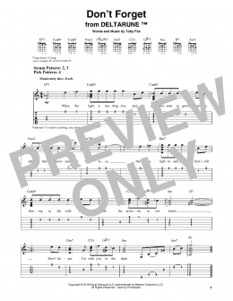 page one of Don't Forget (from Deltarune) (Easy Guitar Tab)