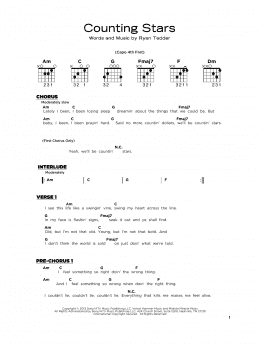 page one of Counting Stars (Really Easy Guitar)