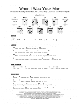 page one of When I Was Your Man (Really Easy Guitar)