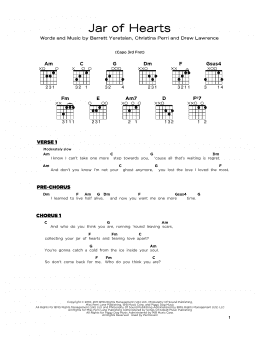 page one of Jar Of Hearts (Really Easy Guitar)