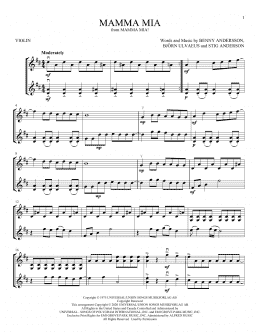 page one of Mamma Mia (Violin Duet)