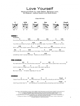 page one of Love Yourself (Really Easy Guitar)