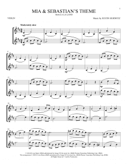 page one of Mia & Sebastian's Theme (from La La Land) (Violin Duet)