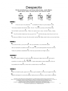 page one of Despacito (Really Easy Guitar)