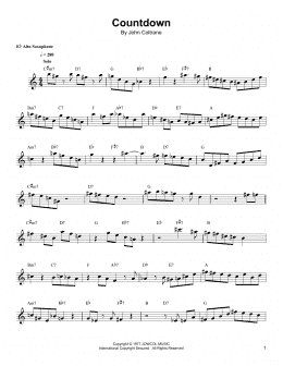 page one of Countdown (Alto Sax Transcription)