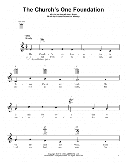 page one of The Church's One Foundation (Ukulele)