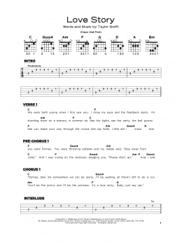 page one of Love Story (Really Easy Guitar)