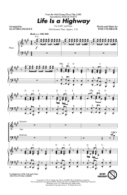 page one of Life Is A Highway (from Cars) (arr. Alan Billingsley) (SAB Choir)