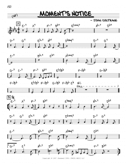 page one of Moment's Notice (Real Book – Melody & Chords – C Instruments)