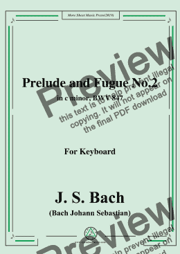 page one of Bach,J.S.-Prelude and Fugue No.2,in c minor,BWV 847,for Keyboard