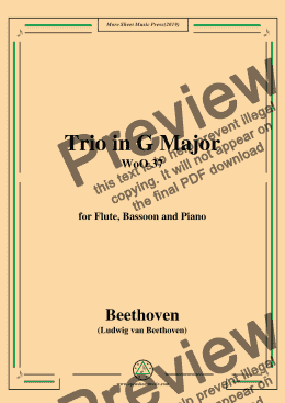 page one of Beethoven-Trio in G Major,for Flute, Bassoon and Piano,WoO 37