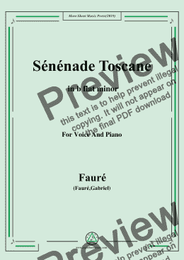 page one of Fauré-Sénénade Toscane,in b flat minor,for Voice and Piano