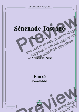 page one of Fauré-Sénénade Toscane,in d minor,for Voice and Piano