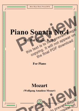page one of Mozart-Piano Sonata No.4 in E flat Major,K.282,for Piano