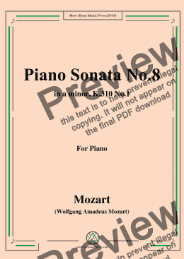 page one of Mozart-Piano Sonata No.8 in a minor,K.310,No.1,for Piano