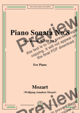 page one of Mozart-Piano Sonata No.8 in a minor,K.310,No.2,for Piano