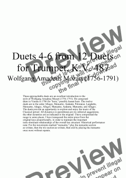 page one of Duets 4-6 from 12 trumpet duets - Twelve duets by Mozart, KV 487