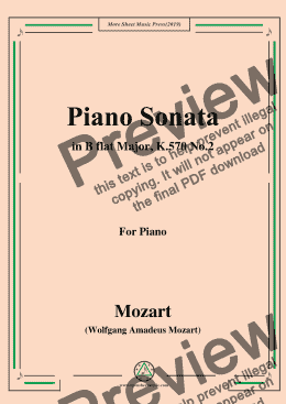 page one of Mozart-Piano Sonata in B flat Major,K.570,No.2,for Piano