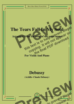 page one of Debussy-The Tears fall in my Soul , for Violin and Piano