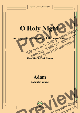 page one of Adam-O Holy night cantique de noel,for Flute and Piano