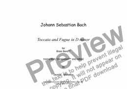 page one of Bach - Toccata and Fugue in D minor for brass band transcribed by David C. Wheatley