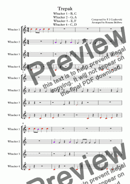 page one of Trepak for 8 Notes Diatonic Boomwhackers